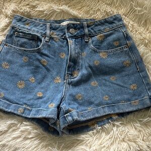 PacSun Denim Shorts with Gold Floral Accents